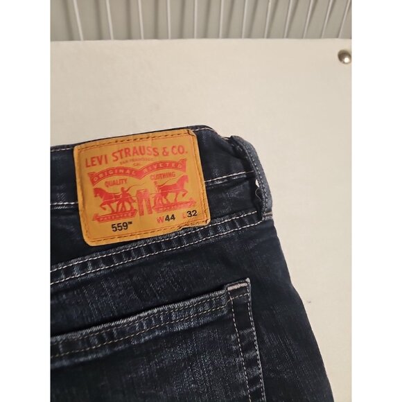 Levi’s 559 Jeans Men’s 44x32 Relaxed Straight Fit Stretch Black Dark Wash Denim - Picture 2 of 7